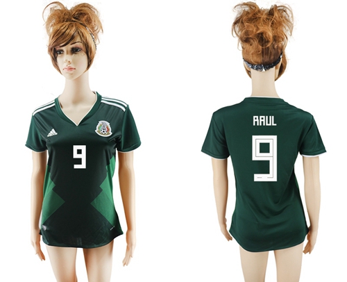 Women's Mexico #9 Raul Home Soccer Country Jersey